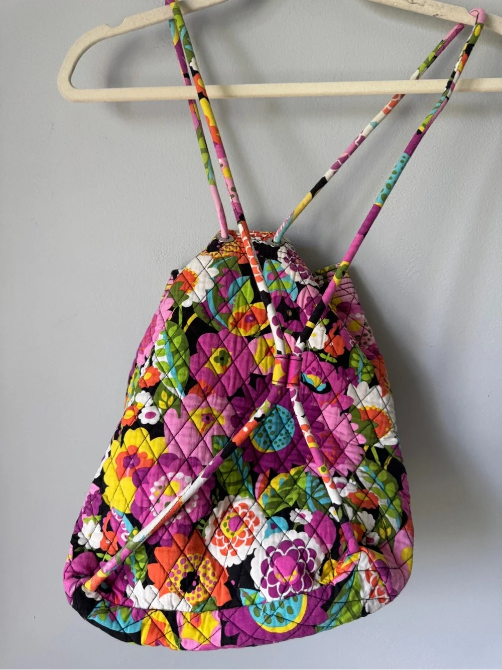 Vera Bradley Quilted Floral Drawstring Backpack - Pink Multicolor
